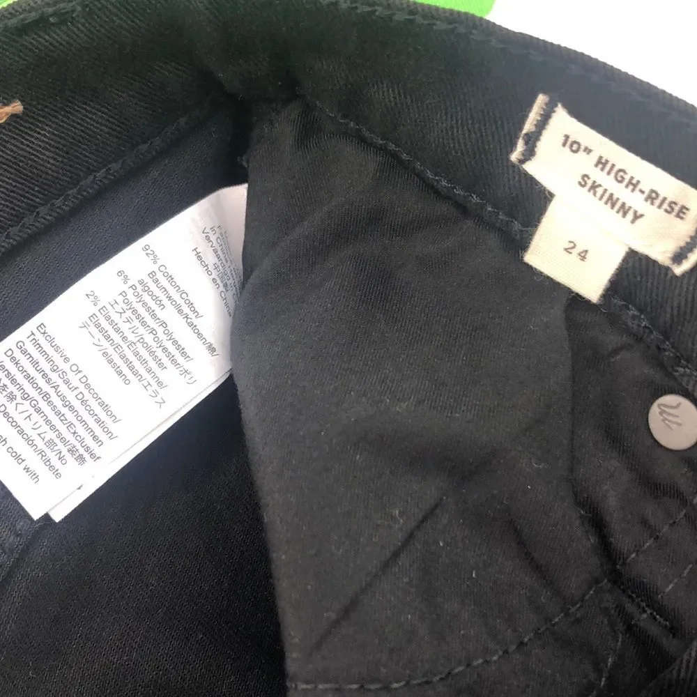 Madewell Women’s High Rise Black Skinny Jeans 24 NWT